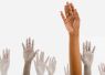 Diverse hands raised in unity